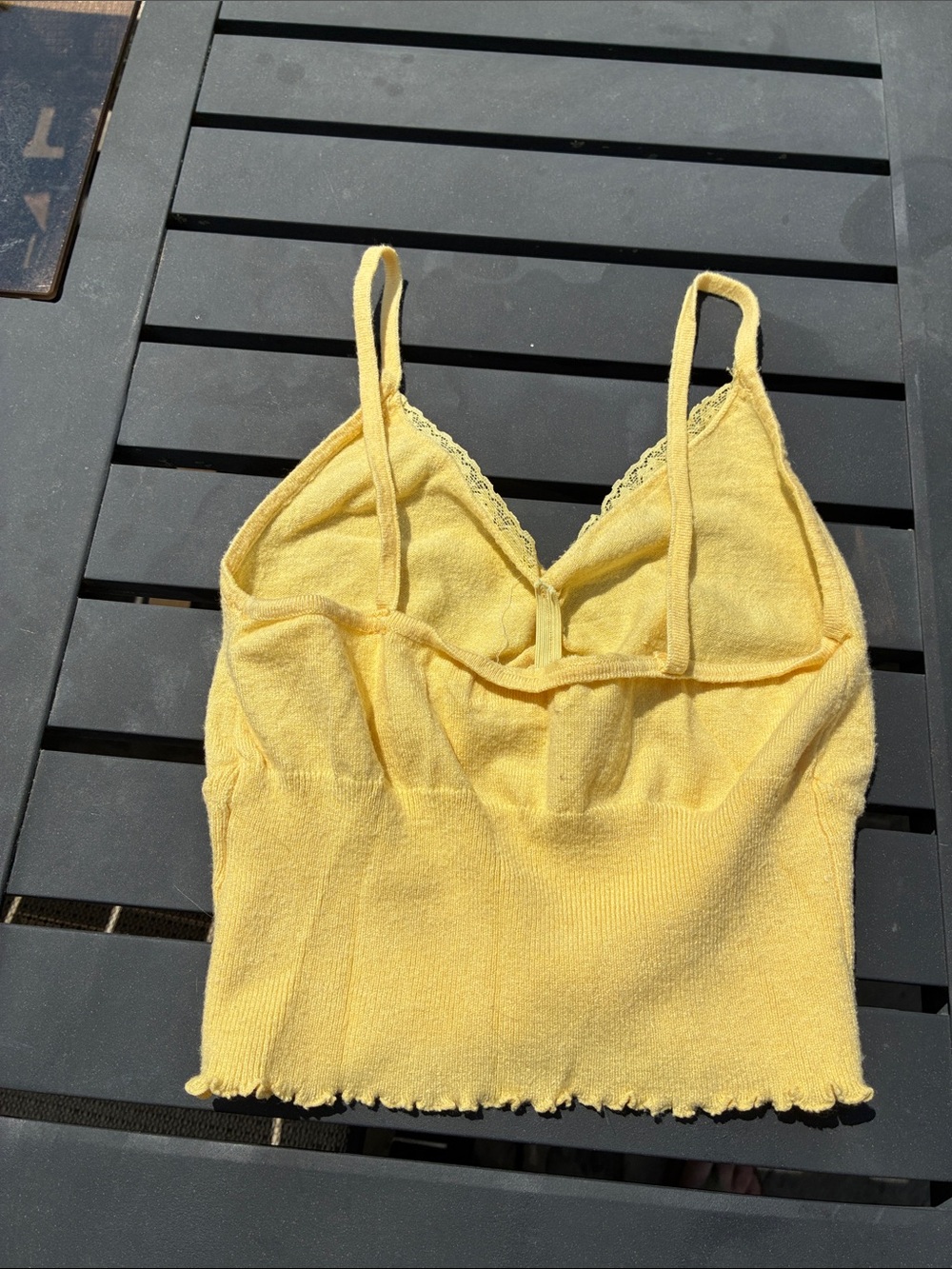 La Hearts Yellow Cropped Knit Lace-Trim Tank - Picture 4 of 4